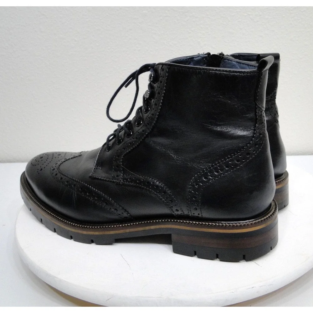 Johnston & Murphy Cody Wingtip Zip Boot Black Leather XC Flex 20-5521 Mens 9.5 M
